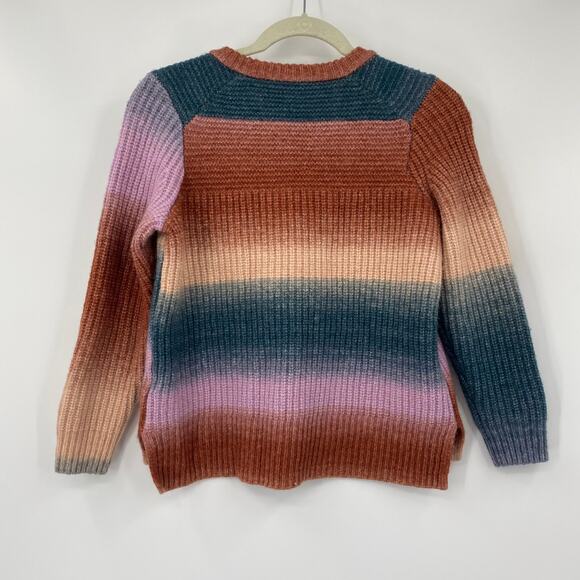Madewell Space Dyed Striped Sweater Buttons Shoulder CrewPullover Wool Alpaca M - Picture 4 of 6